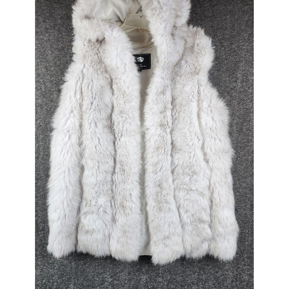 The Beauty Optimal Product Faux Fur Vest Women 4XL White Grey Hooded Glam